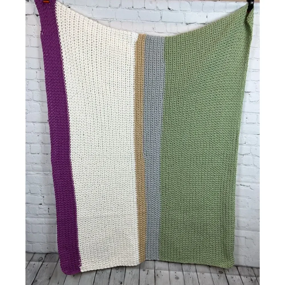 Handmade Acrylic Crochet Knit Afghan Blanket Granny Multicolor NWOT